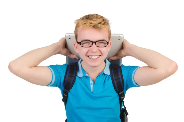 Student with laptop isolated — Stock Photo, Image