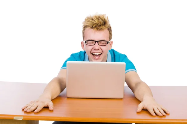 Студент с ноутбуком изолирован — стоковое фото