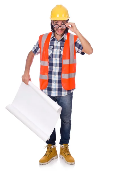 Grappige ingenieur geïsoleerd — Stockfoto