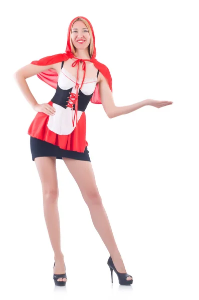 Flicka i ridning red hood kostym — Stockfoto