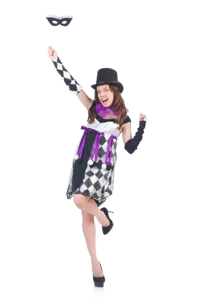 Pretty girl in jester costume — Stock Photo, Image