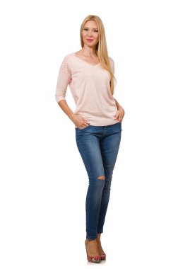 Kot pantolonlu kadın