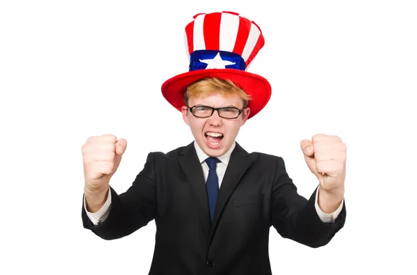 Affärsman med amerikanska hatt — Stockfoto