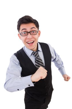 Genç çalışan beyazda izole edilmiş