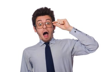 Genç çalışan beyazda izole edilmiş