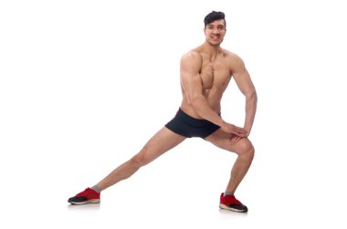 Beyaz arka plan üzerinde izole kas adam