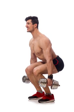 Beyaz arka plan üzerinde izole kas adam