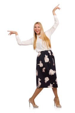 Çiçekli siyah etek güzel kız