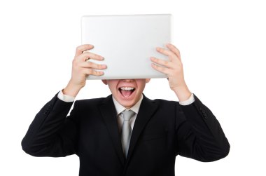 dizüstü bilgisayar ile genç işadamı