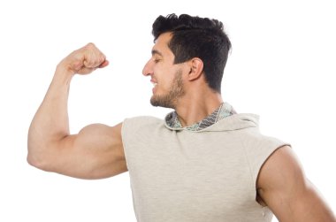 kaslı adam üzerinde beyaz izole