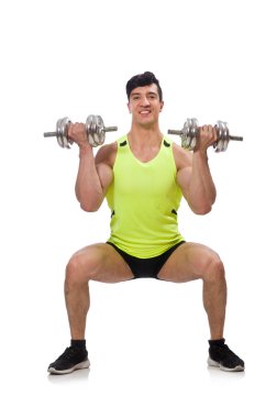 kas yırtık vücut geliştirmeci dumbbells ile