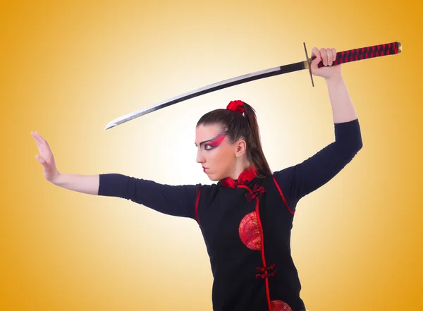 Woman in japanese martial art concept — Stock Photo, Image