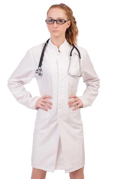 Pretty female doctor with stethoscope isolated on white — Stock Photo, Image