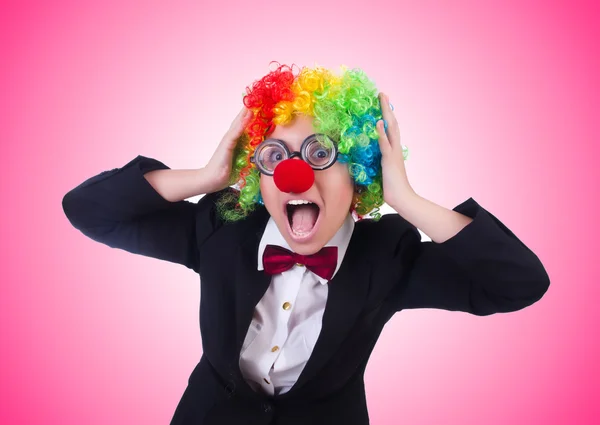Kvinnan clown affärskvinna — Stockfoto