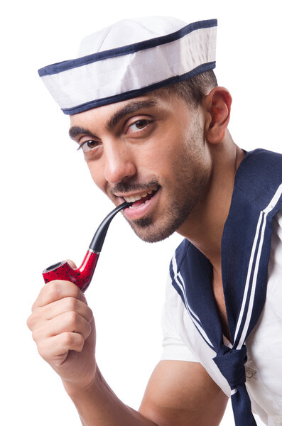 Sailor with smoking pipe isolated