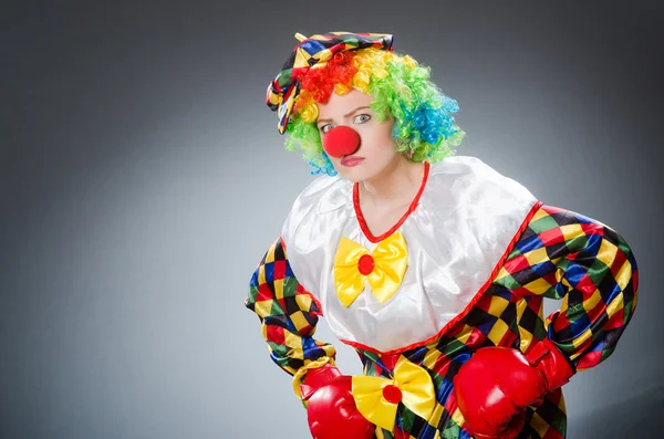 Buffo clown con i guanti da boxe — Foto Stock