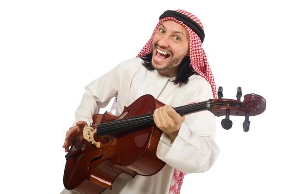 Homem árabe tocando instrumento musical — Fotografia de Stock