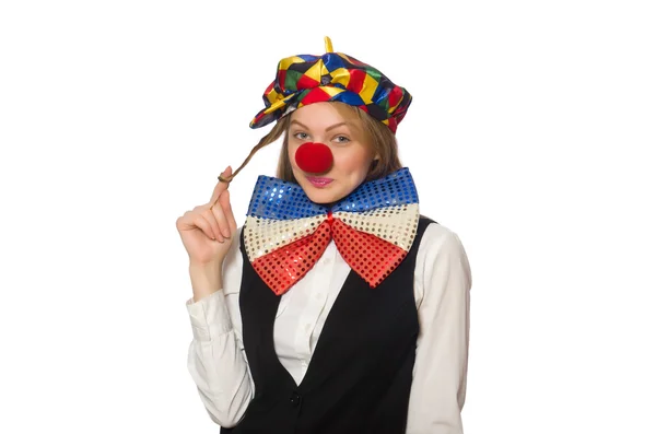 Досить жіночий клоун ізольований на білому — стокове фото