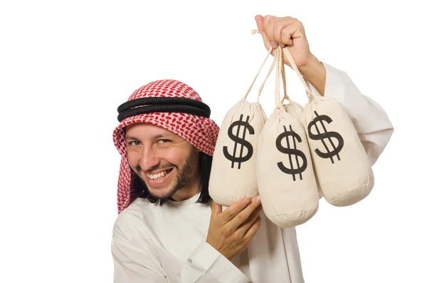 Çuval para ile Arap iş adamı — Stok fotoğraf
