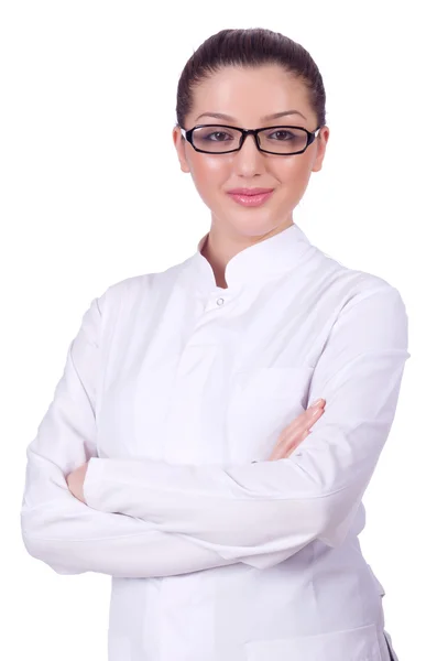 Médico muito feminino isolado em branco — Fotografia de Stock