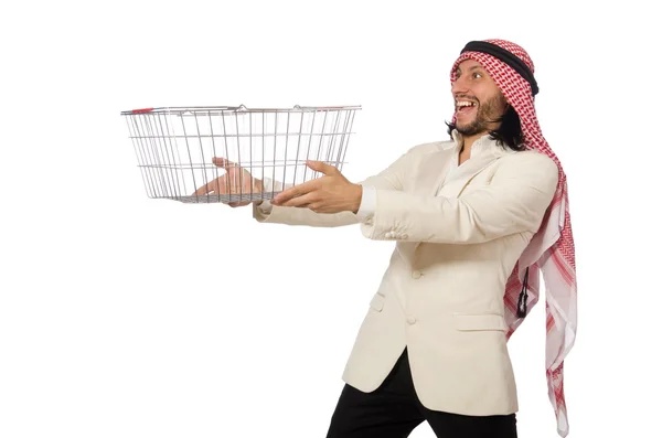 Arab man doing shopping isolated on white — Stock Photo, Image