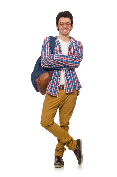 Estudante sorrindo isolado em branco — Fotografia de Stock