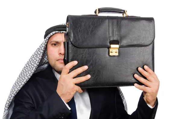 Hombre de negocios árabe aislado en blanco — Foto de Stock