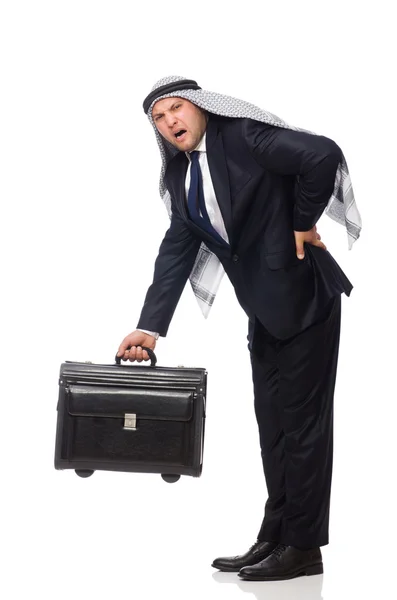 Homme arabe avec des bagages sur blanc — Photo