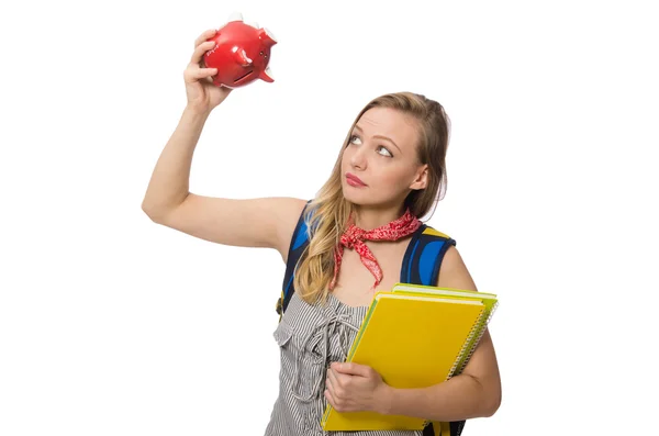 Giovane studente isolato su bianco — Foto Stock