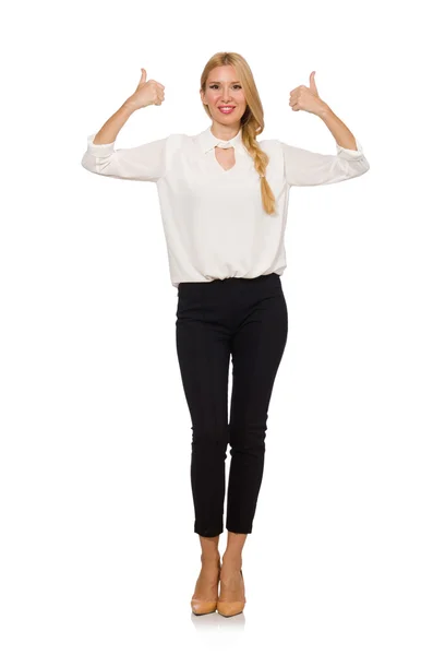 Pretty girl in office attire isolated on white — Stock Photo, Image