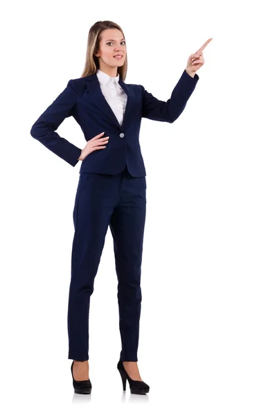 Businesswoman in blue suit isolated on white — Stock Photo, Image