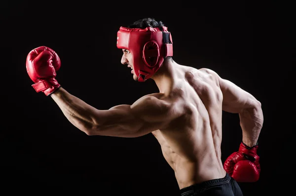 Homem muscular no conceito de boxe — Fotografia de Stock