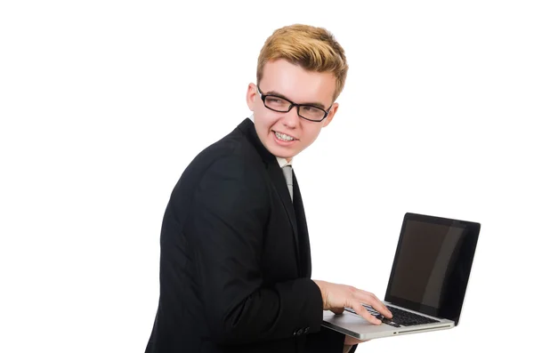 年轻的商人用的笔记本电脑 — 图库照片