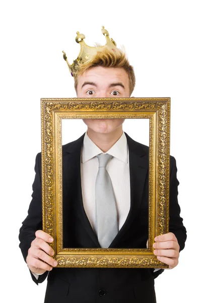 King businessman with crown — Stock Photo, Image