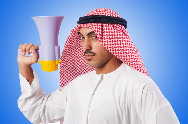 Arab man shouting through loudspeaker — Stock Photo, Image