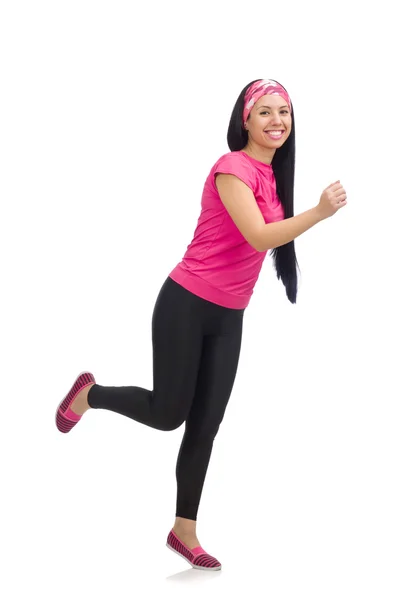 Woman doing exercises on white — Stock Photo, Image