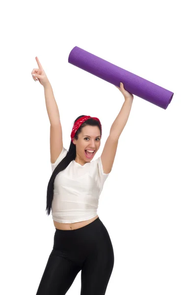 Mujer haciendo ejercicios en blanco — Foto de Stock