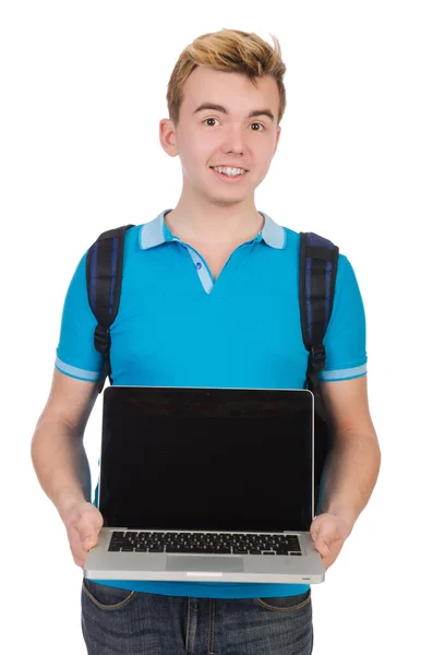 Student mit Laptop isoliert — Stockfoto