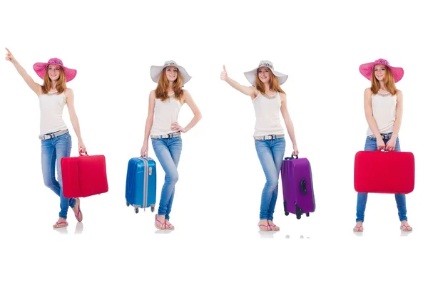 Set of photos with woman travelling — Stock Photo, Image