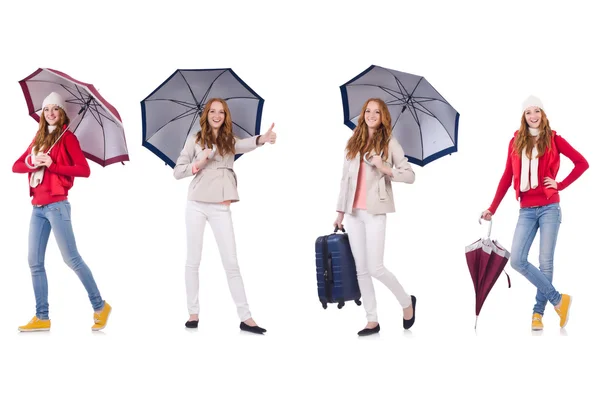 Sor fotók nő és esernyő — Stock Fotó