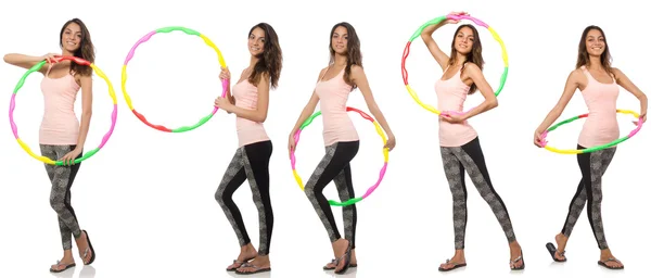 Set di foto con donna e hula hoop — Foto Stock