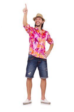 Komik turist üzerinde beyaz izole