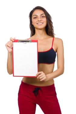 Spor konsepti olan beyaz bir kadın