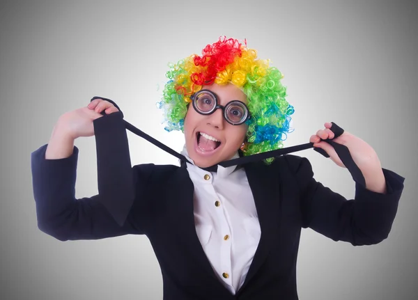 Žena podnikatelka klaun — Stock fotografie