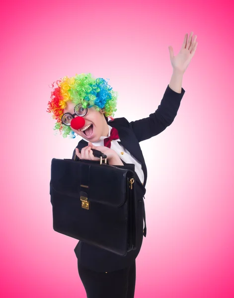 Žena podnikatelka klaun — Stock fotografie