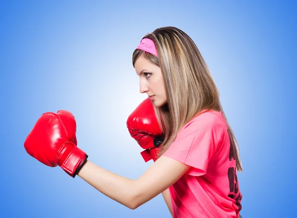 Young lady with boxing gloves — Stock Photo, Image