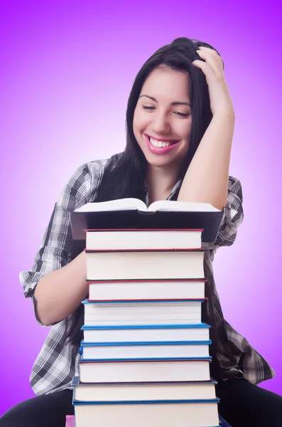 Flicka student med böcker — Stockfoto
