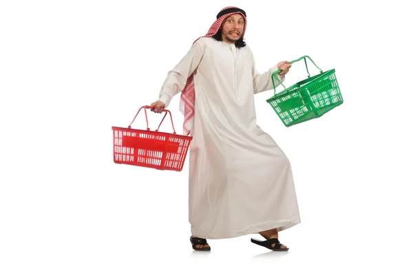 阿拉伯男子在白色上独自购物 — 图库照片