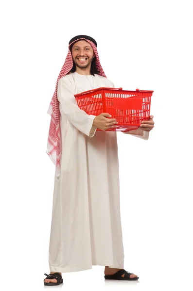 Arab man doing shopping isolated on white — Stock Photo, Image