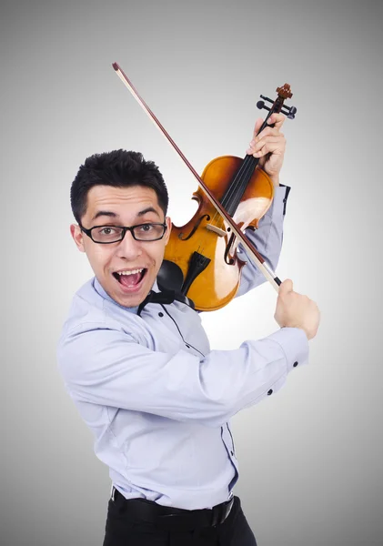 Hombre divertido con violín — Foto de Stock